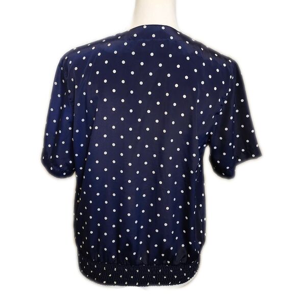 Alfred Dunner Petite Navy Blue & White Polka Dot Short Slv Blouse, 8P - Picture 5 of 9